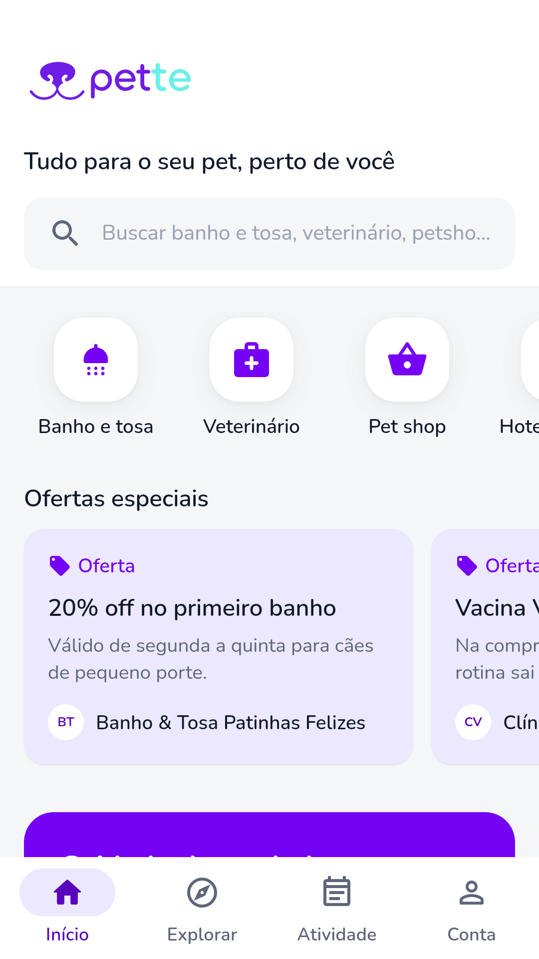 App Pette do tutor: início