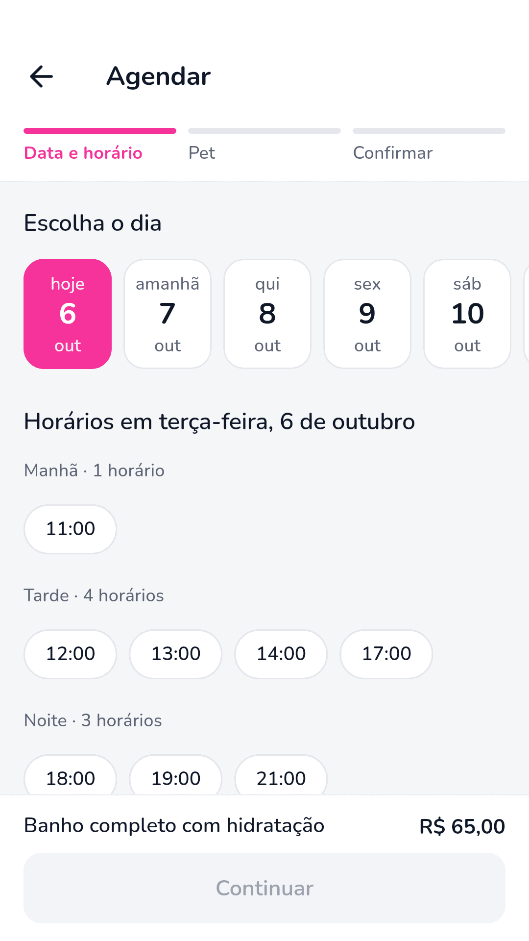 App Pette do tutor: agendar
