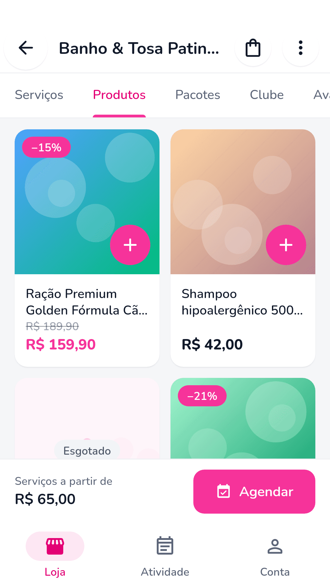 App Pette do tutor: produtos